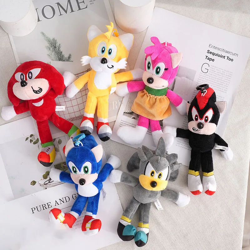 

9 Inch Sonic The Hedgehog Characters Soft Stuffed Plush Backpack Bag Charms Keychains Purse Accessories Car Charms Decor Gifts