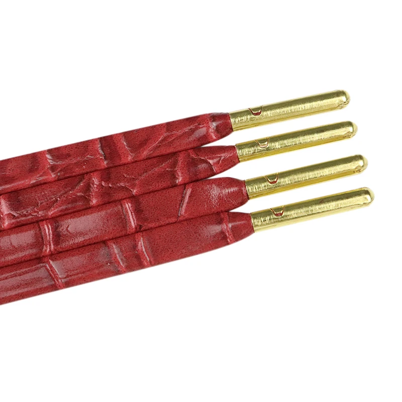 Weiou 7MM 30 Pairs Wholesale Cheaper Wind Red SnakeSkin PU Leather Office String Premium Quality Official Flat Lacets&Golden Tip