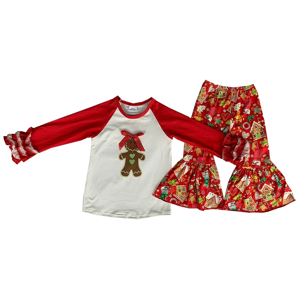 

Оптовая продажа, Осенняя детская одежда, Рождественский бутик, футболки с коротким рукавом, расклешенные брюки