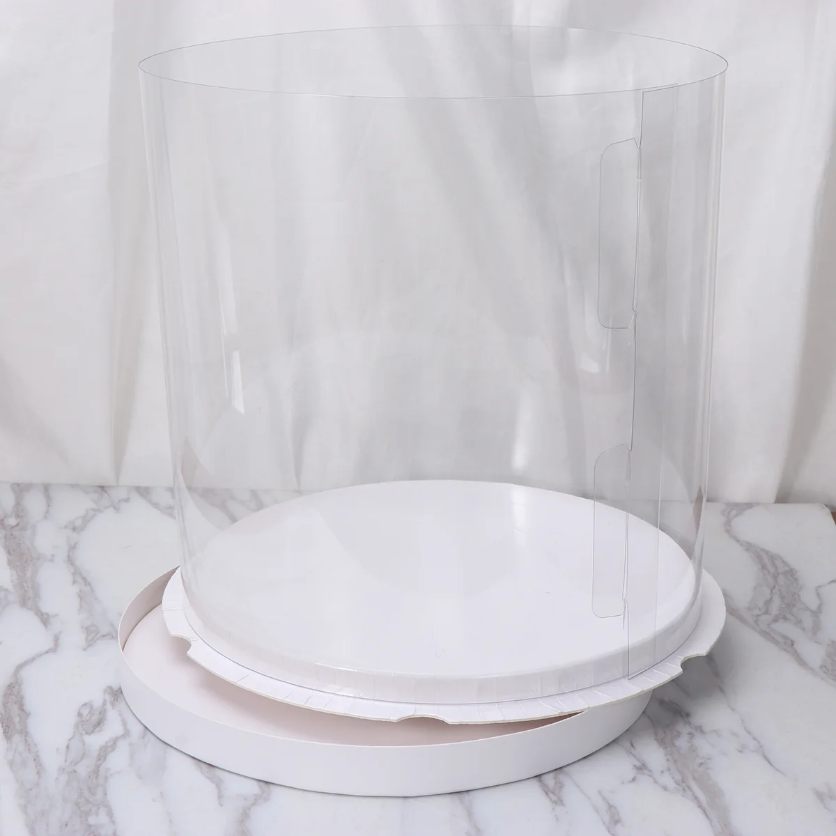 

Plastic Transparent Cake Box Round Cake Packaging Boxes Organizer for Home Dessert Shop (White Double-layer) (6inch)