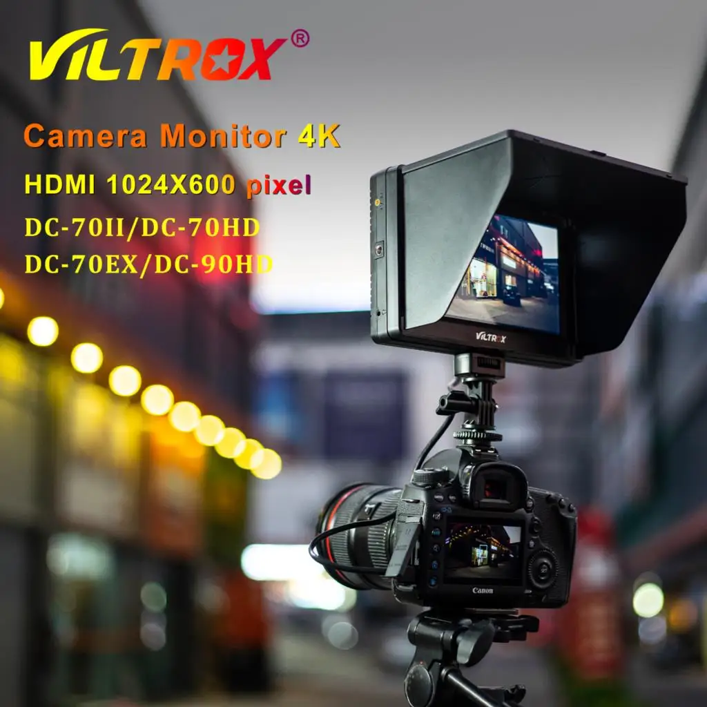 

Viltrox 7inch 4K HD DSLR Camera Monitor Field Display Screen Video Assist 4K LCD HDMI IPS AV Input 1024*600 for Sony Nikon Canon