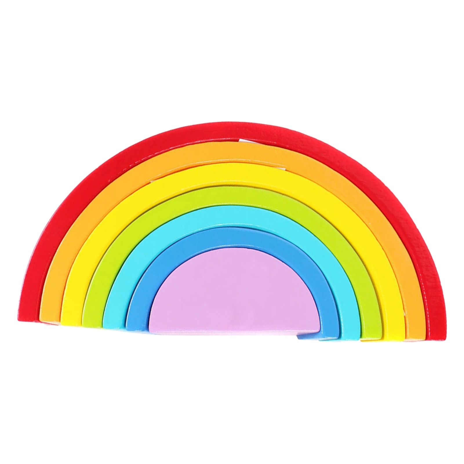 

Wooden Rainbow Stacker Educational Learning Kids Toy Teaching Tool Colorful Smooth Surface Building Blocks Kindergarten Home