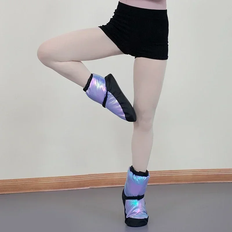 Женские пуховые ботинки разноцветные танцевальные из эластичного материала