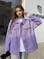 korean style vintage long sleeve women denim jacket loose casual wild women top 2022 new oversize female jean coat