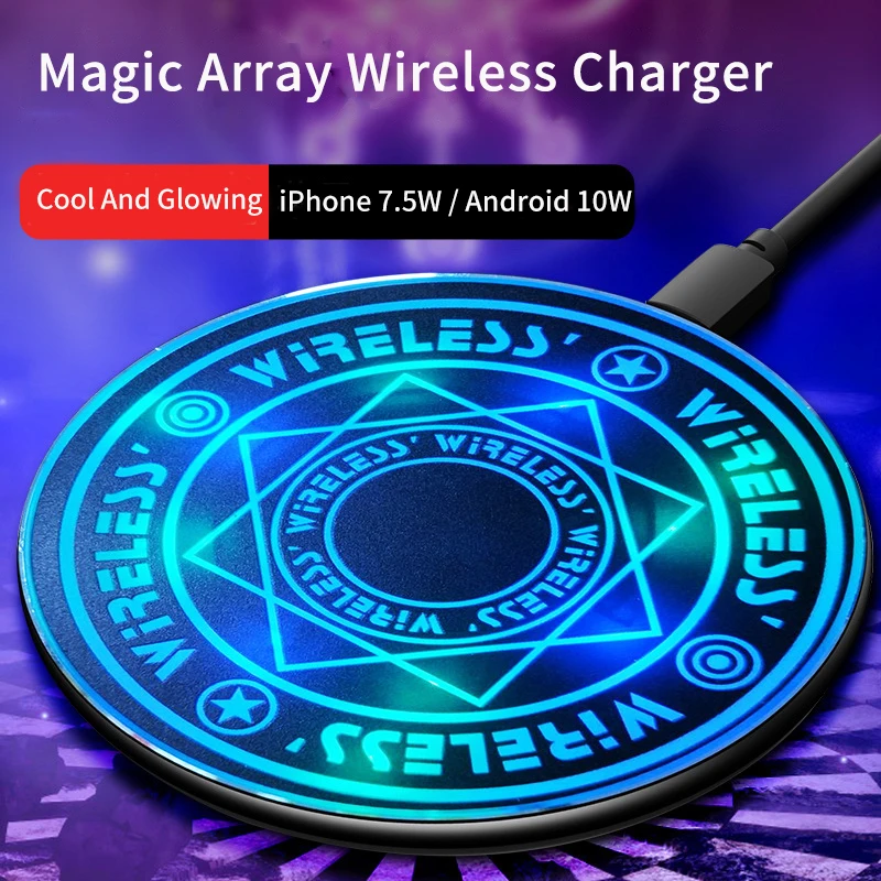 

Glowing Magic Array Wireless Charger 10W Fast Charging LED Glowing Charger for Samsung Xiaomi Huawei for iPhone 12 12Pro Max 11
