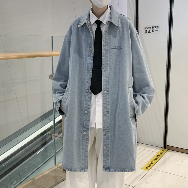 Мужская длинная куртка с буквенным принтом осенние модные тренды уличная одежда