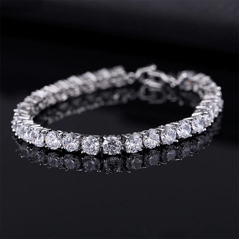 

TopBling Luxury 4mm Cubic Zirconia Tennis Bracelets Iced Out Chain Crystal Wedding Bracelet For Women Men Bracelet