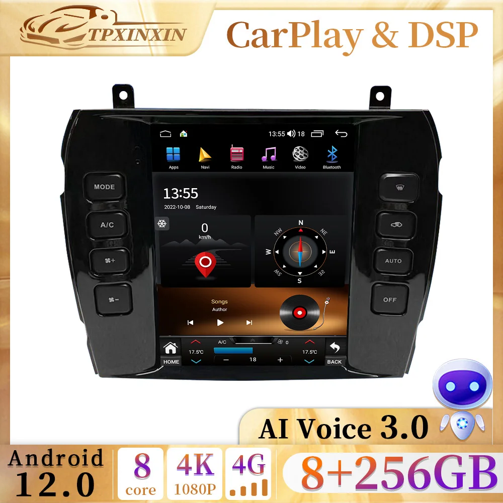 

CarPlay Tesla Screen Android 12.0 Car Radio For Jaguar XJ Stype 2002 2003- 2008 Multimedia Video Audio Player Navi GPS Head Unit