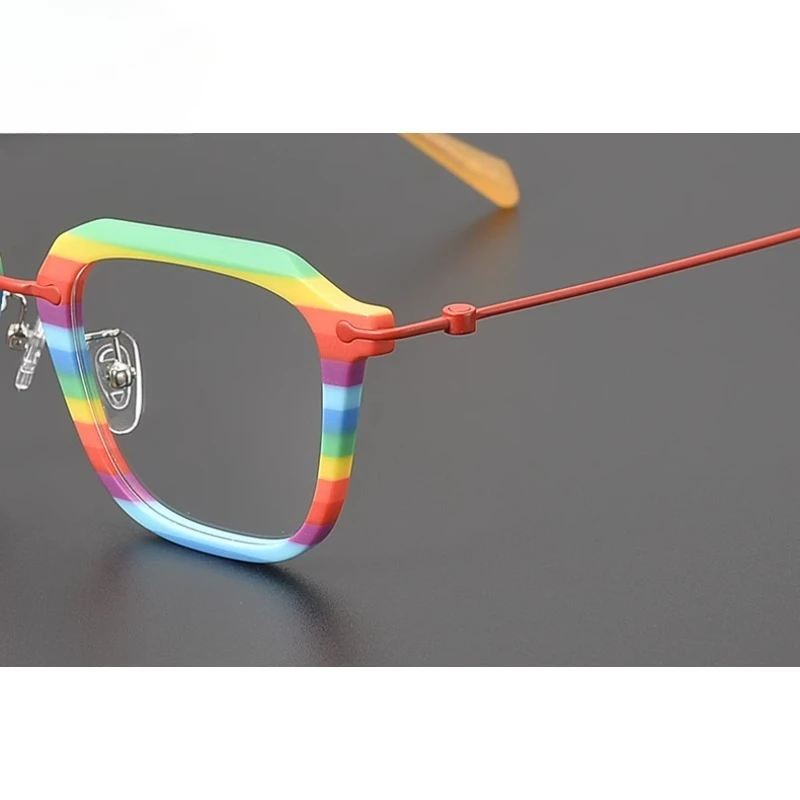 Модные квадратные очки из ацетата и титана с цветными блоками дизайн оправы для