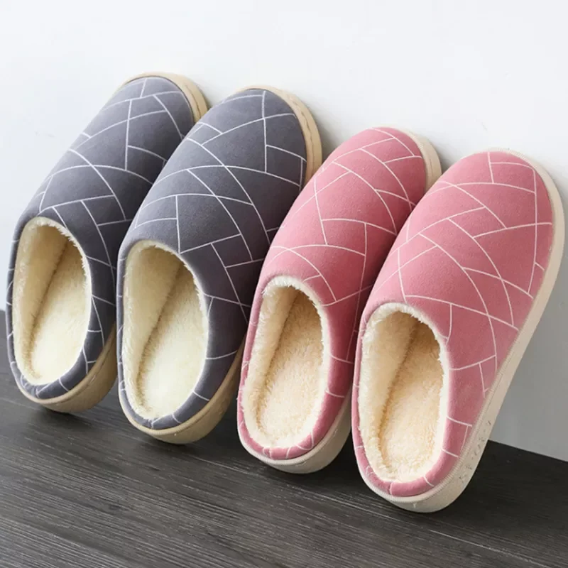 

2023NEW Hot Sale Women's Slippers Men Couples Geometric Flock Warm Non-slip Floor Home Slippers Indoor Shoes Chinelo Masculi