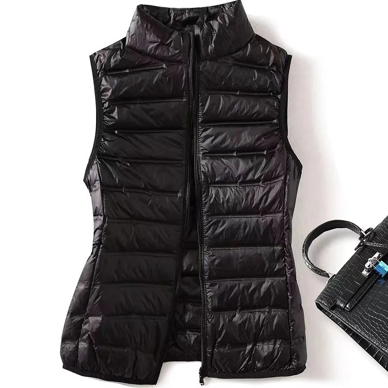 New Women Sleeveless Women's Ultra Light 90% Down Vests Slim Jacket Girl Gilet Lightweight Windproof Warm Waistcoat Portable