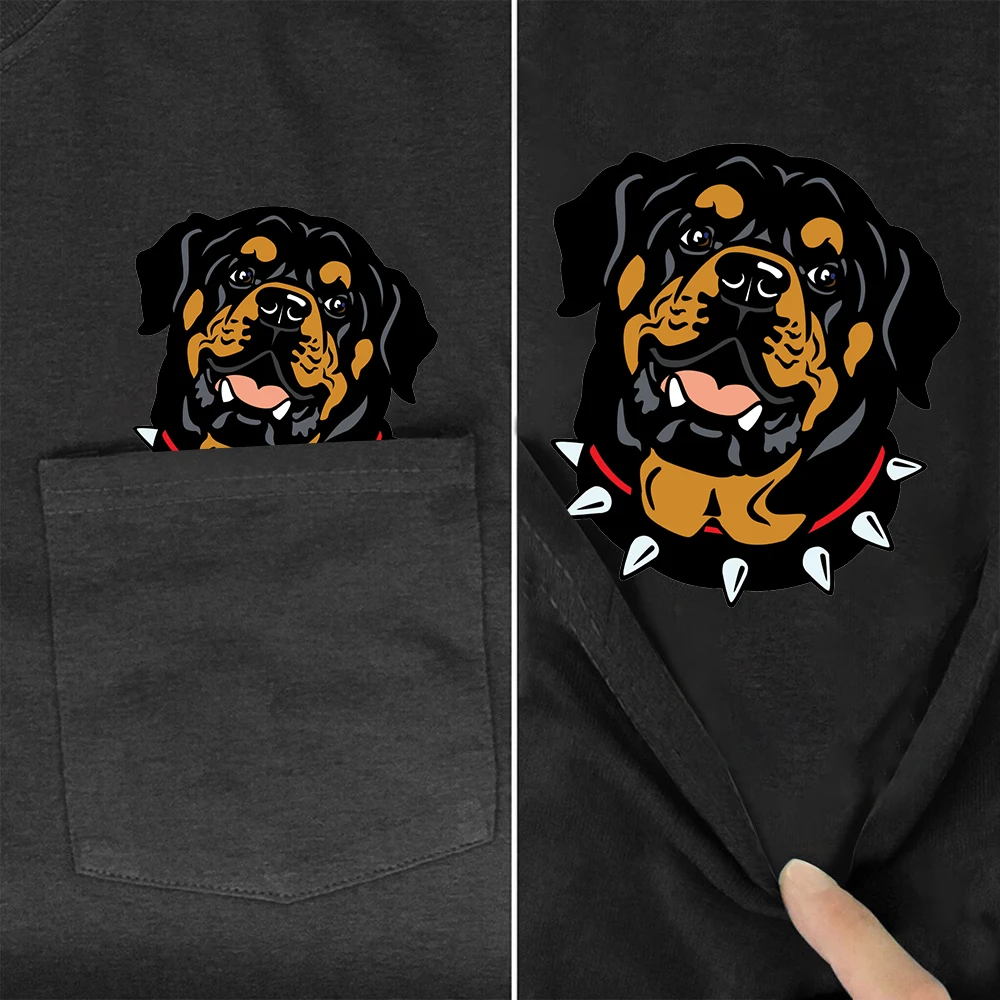 

CLOOCL 100% Cotton T-shirts Fashion Brand Funny Dog Rottweiler Pocket Hip Hop Tops Summer Harajuku Woman Tshirts Dropshipping