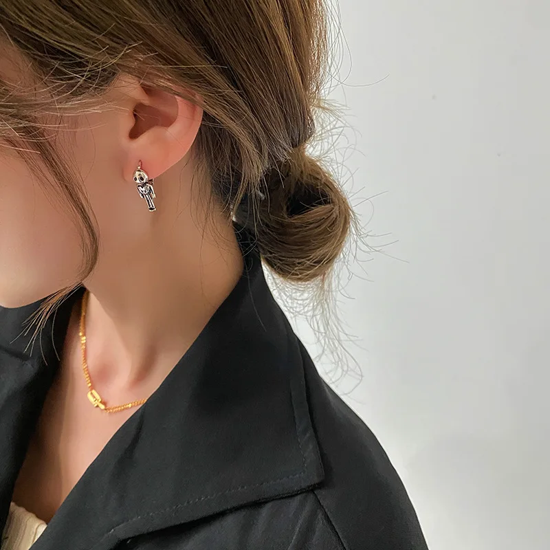 Серебряные креативные дизайнерские серьги в стиле ретро форме Alien Fuyuan