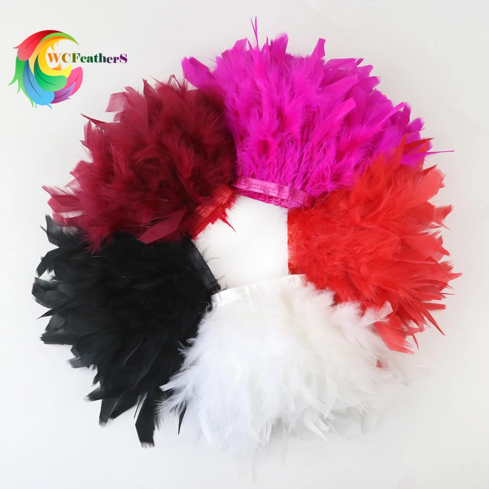 

1M 5M Natural Turkey Feather Trim Crafts Ribbon 10-15CM Fluffy Plumes Fringe for Wedding Dress Decor Sewing Accessories Plumage