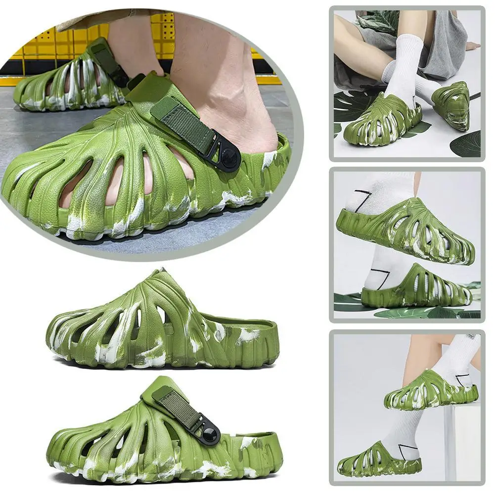 

Monstera Deliciosa Slippers For Men Ultra Soft Quick Dry Slippers Hollow Summer For Bathroom Anti-Slip EVA Hole Shoes