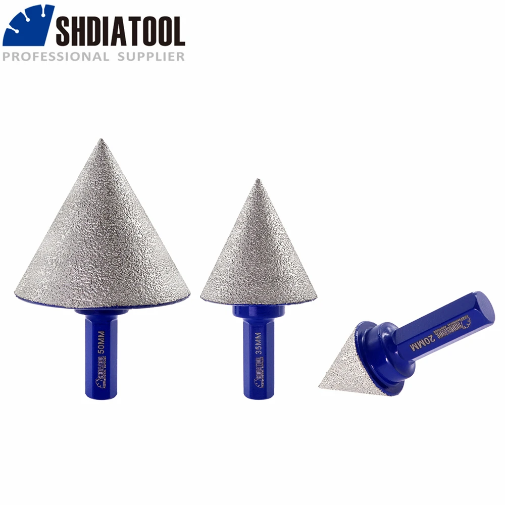 SHDIATOOL Dia20-50mm с шестигранным хвостовиком Алмазные фаски фрезерные биты плитка фарфоровая керамическая мраморная шлифовальная ручная дрель