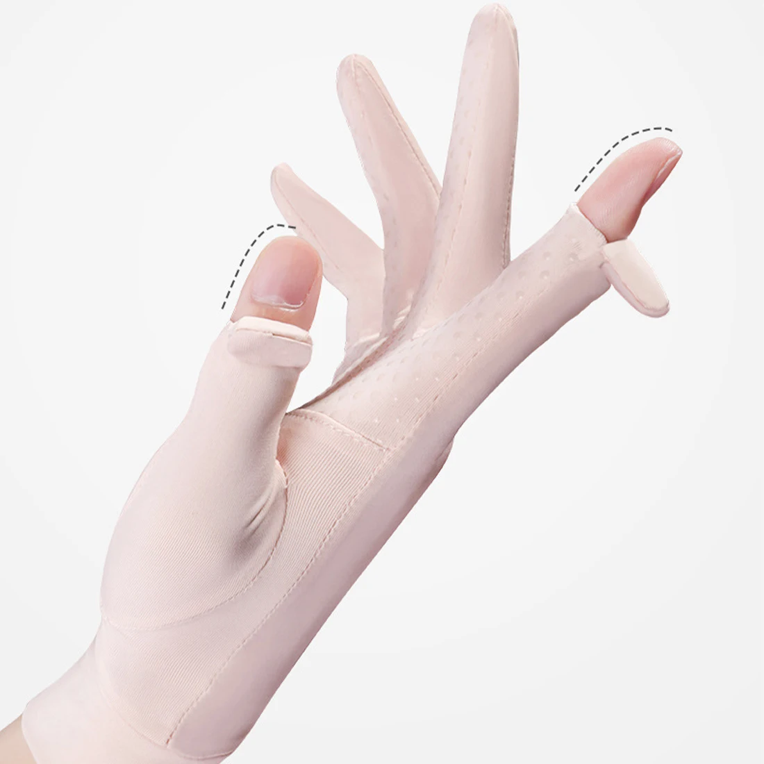 

1Pair Cycling Breathable Sunscreen Fingertip Opening Breathable Outdoor Sunscreen Gloves Palm Non-Slip Ice Silk Bare Finger