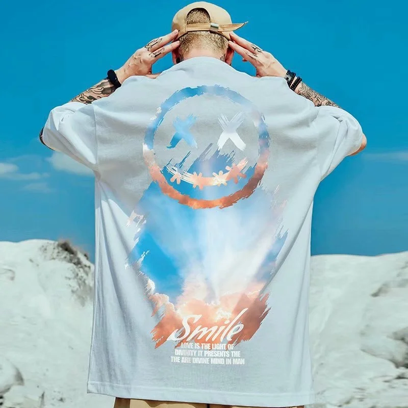 

Hip hop little devil short sleeve t-shirt men's cartoon couple loose half sleeve summer tide brand ins large top