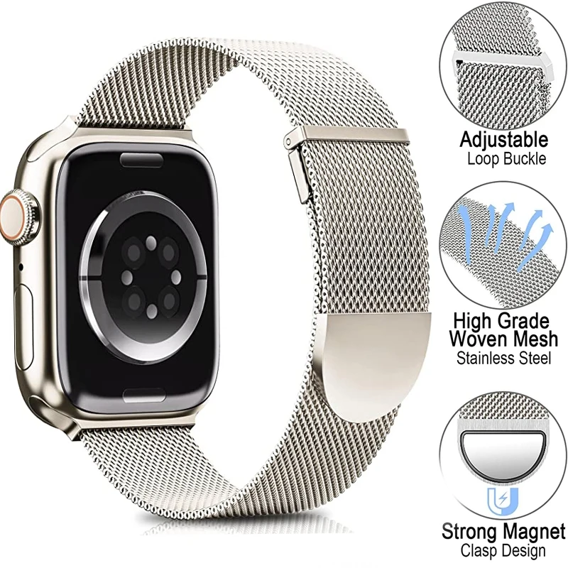 

Magnetic Loop For Apple Watch Band 45mm 41mm 44mm 40mm 38mm 42mm 49mm 45 mm Metal bracelet iWatch series 8 Ultra 3 6 se 7 Strap