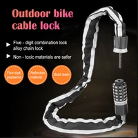 bicycle chain lock safety reflective metal anti theft 5 digit password bike lock outdoor security durable mtb cycling accessory