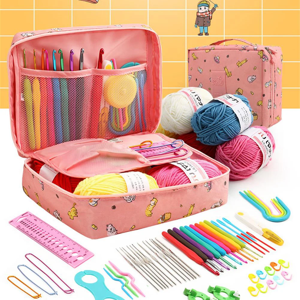 

New Wool Crochet Hooks Set Beginner Handmade Crafts Knitting Crochet Hooks Needle Yarn Wools Storage Bag DIY Sewing Accessories