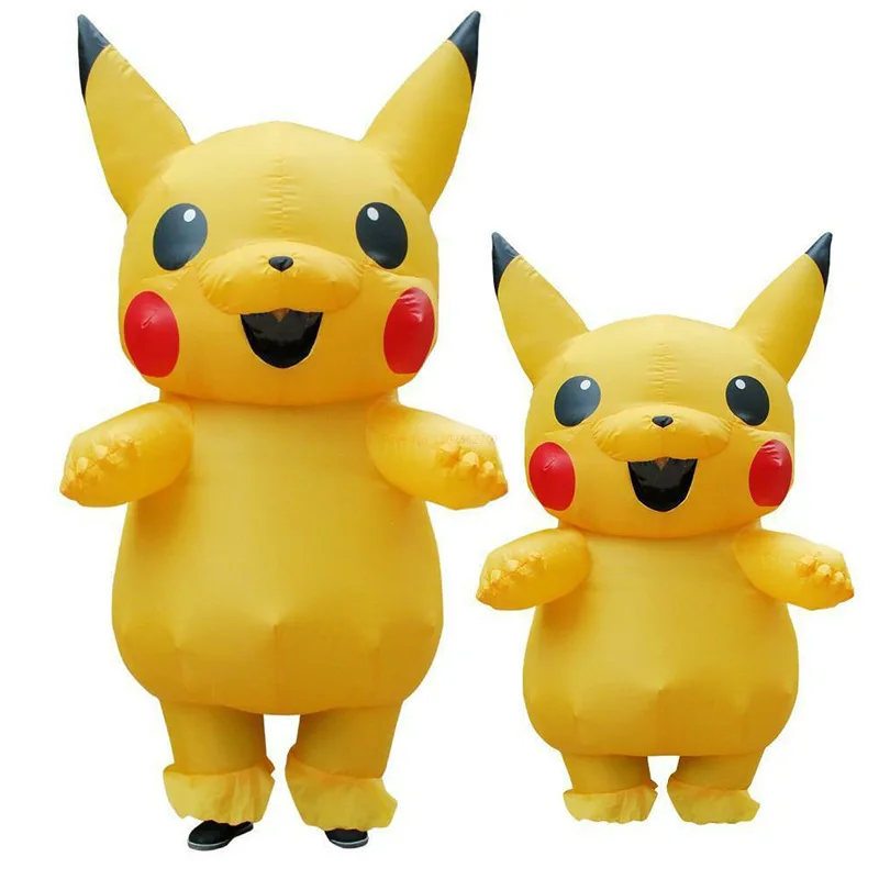 

Cute Pokemon Pikachu Inflatable Clothes Doll Props Costume Children Halloween Adult Children Performance Clothe Cartoon Dress Up