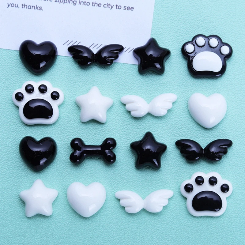 

20 шт. мультяшные черно-белые персиковые сердечки, кошачьи когти, смоляная альбом для вырезок, декоративная заколка для волос своими руками, кулон, ювелирные детали A67