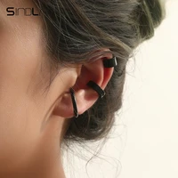 sindlan 3pcs punk black ear cuff for women men fake piercing stainless steel earrings couple emo fashion jewelry aretes de mujer