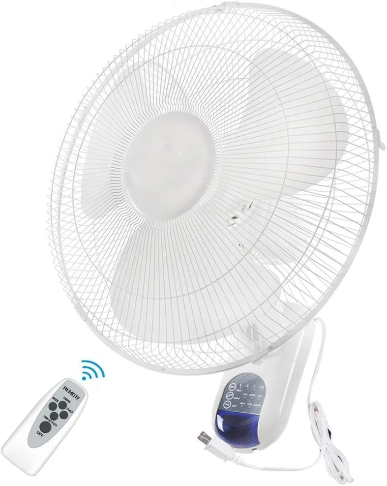 

Inch Digital Mount Fan with Remote 3 Speed-3 Oscillating Modes-72 Inches Power Cord, ETL Certified-White, 16"