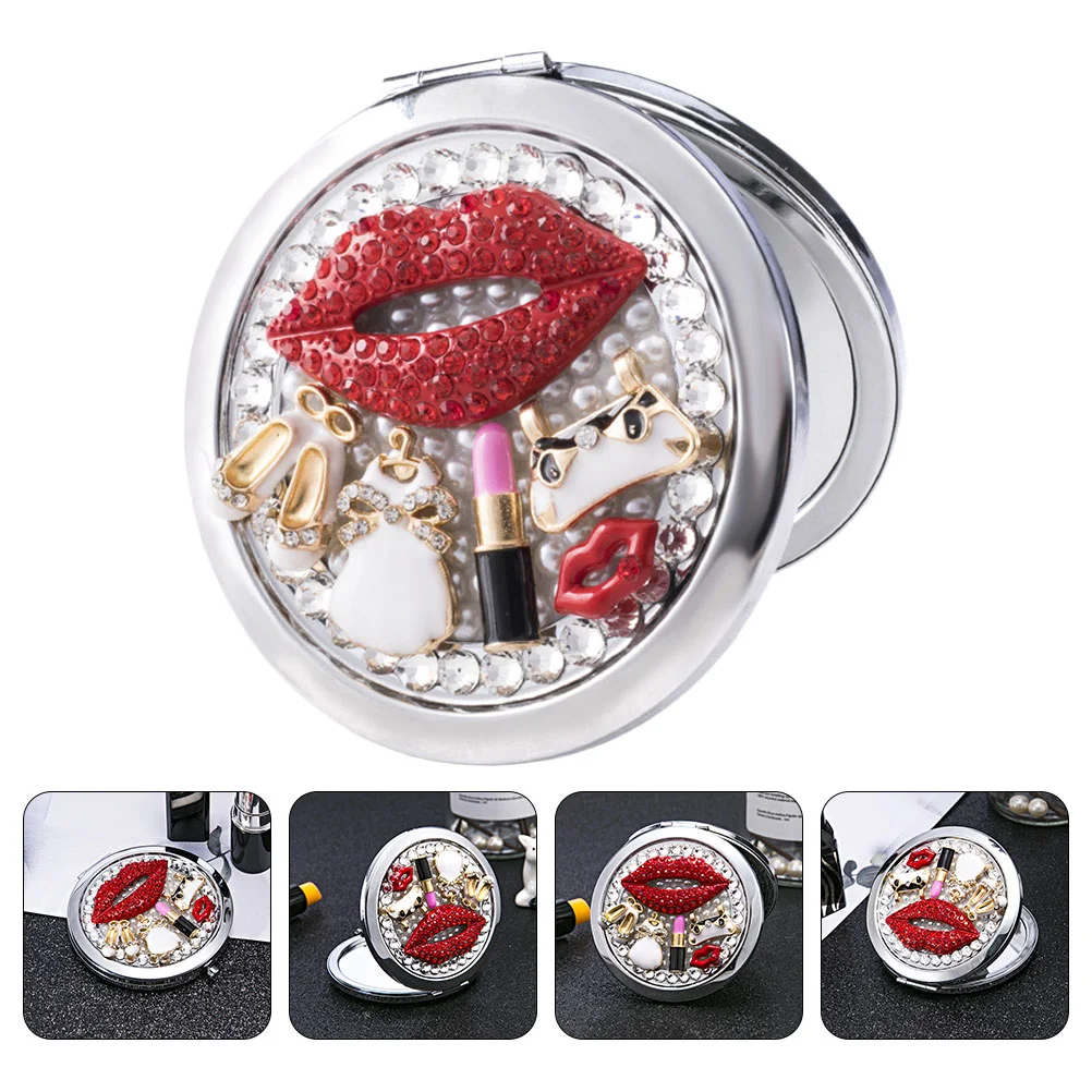 

Mirror Makeup Compact Sided Dual Travel Folding Girl Portable Purses Pocket Double Purse Vanity Handbag Round Women Hand Held