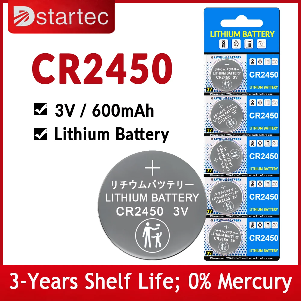 Eunicell CR2450 Watch Buttom Battery KCR2450 5029LC LM2450 DL2450 ECR2450 BR2450 CR 2450 3V 600mAh Lithium Coin Cell Batteries