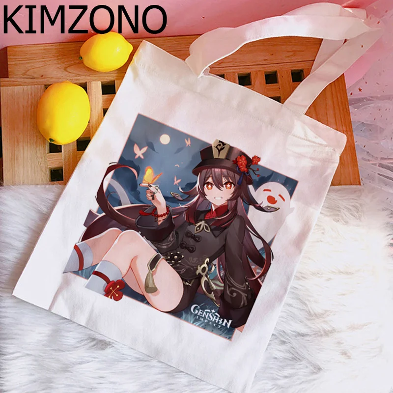 

Genshin Impact Hu Tao Xiao shopping bag shopper shopper eco canvas jute bag bag bolsas reutilizables sacola custom