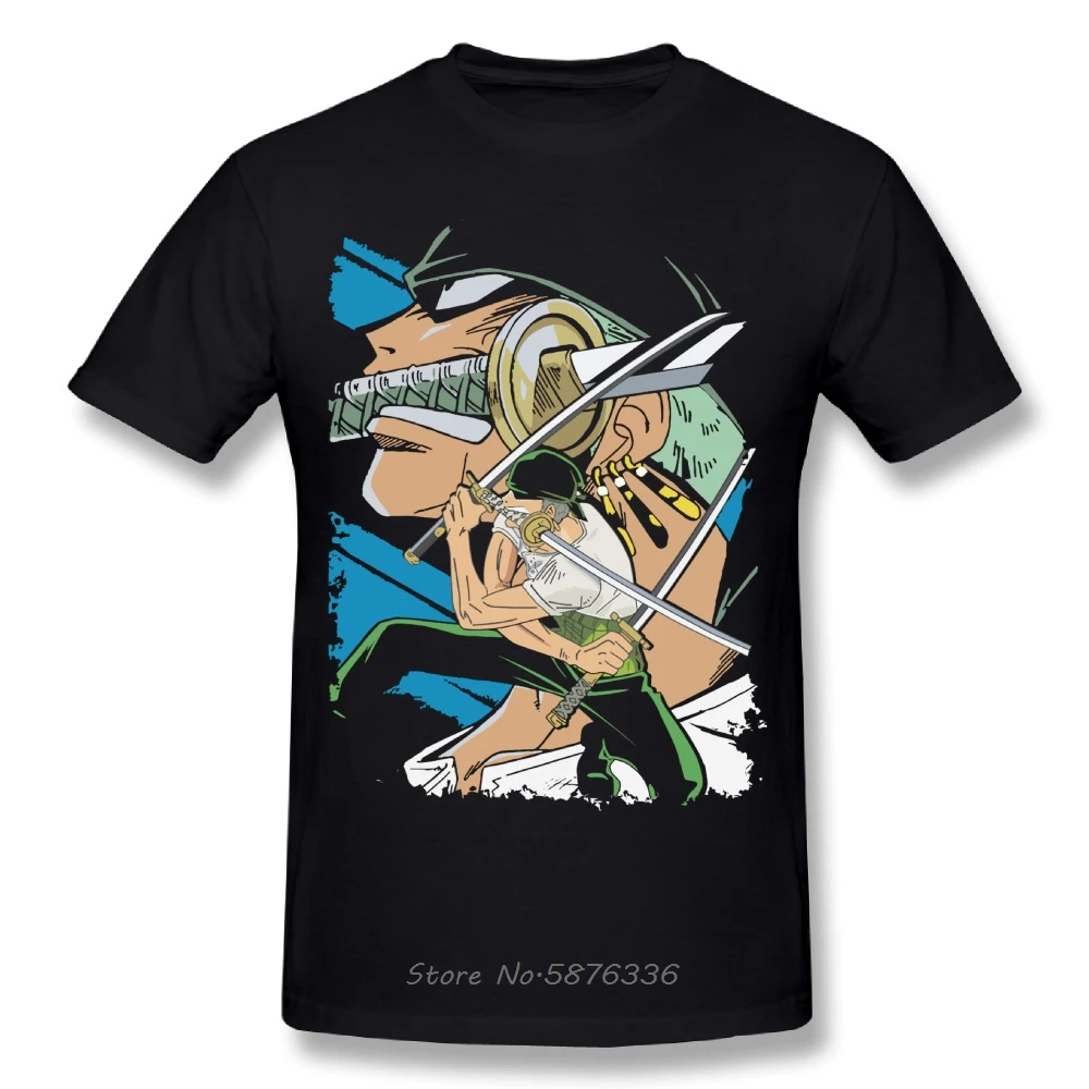 

Cool Man Pirates Hunter Roronoa Zoro T Shirt Custom Cotton T-Shirt Summer Men Cotton Tshirt Hip Hop Anime Tees