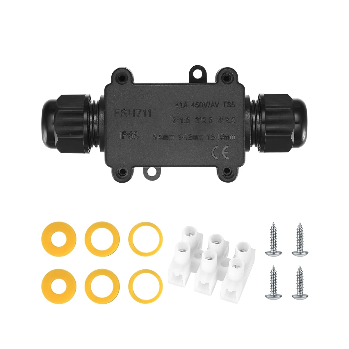 

Водонепроницаемая распределительная коробка IP68, 3-сторонние уличные электрические разъемы, соединитель для кабеля PA9, защитная коробка с внешней втулкой