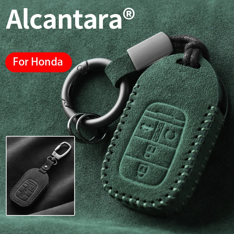 

Alcantara Suede Car Key Case Cover Key Bag for Honda Civic Accord Vezel Fit CRV HRV Crz Hrv Polit Jazz Jade Key Cover Keychain