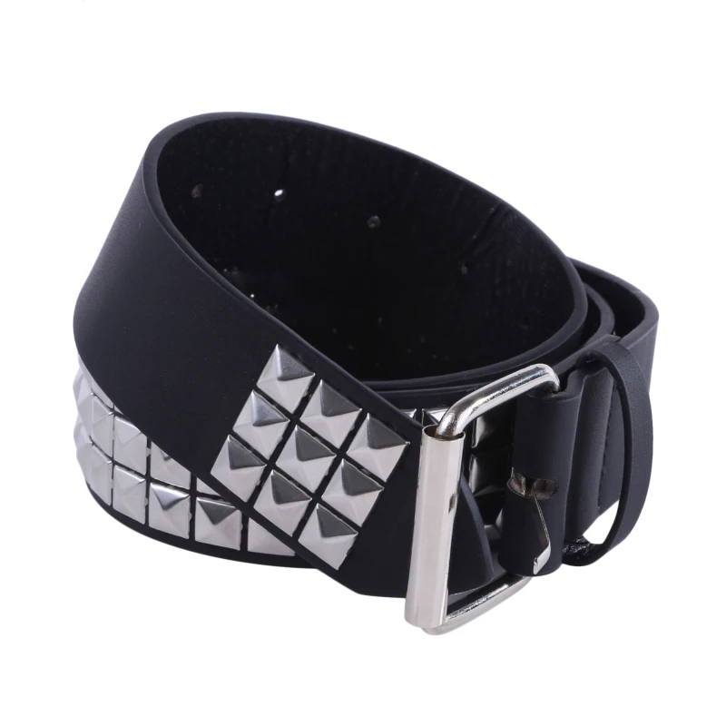 Ladies Belt Punk Jeans Belt Square Beads Rivet Belt Black Harajuku Waistband Eyelet Pin Buckle Men Metal Decoration Belt