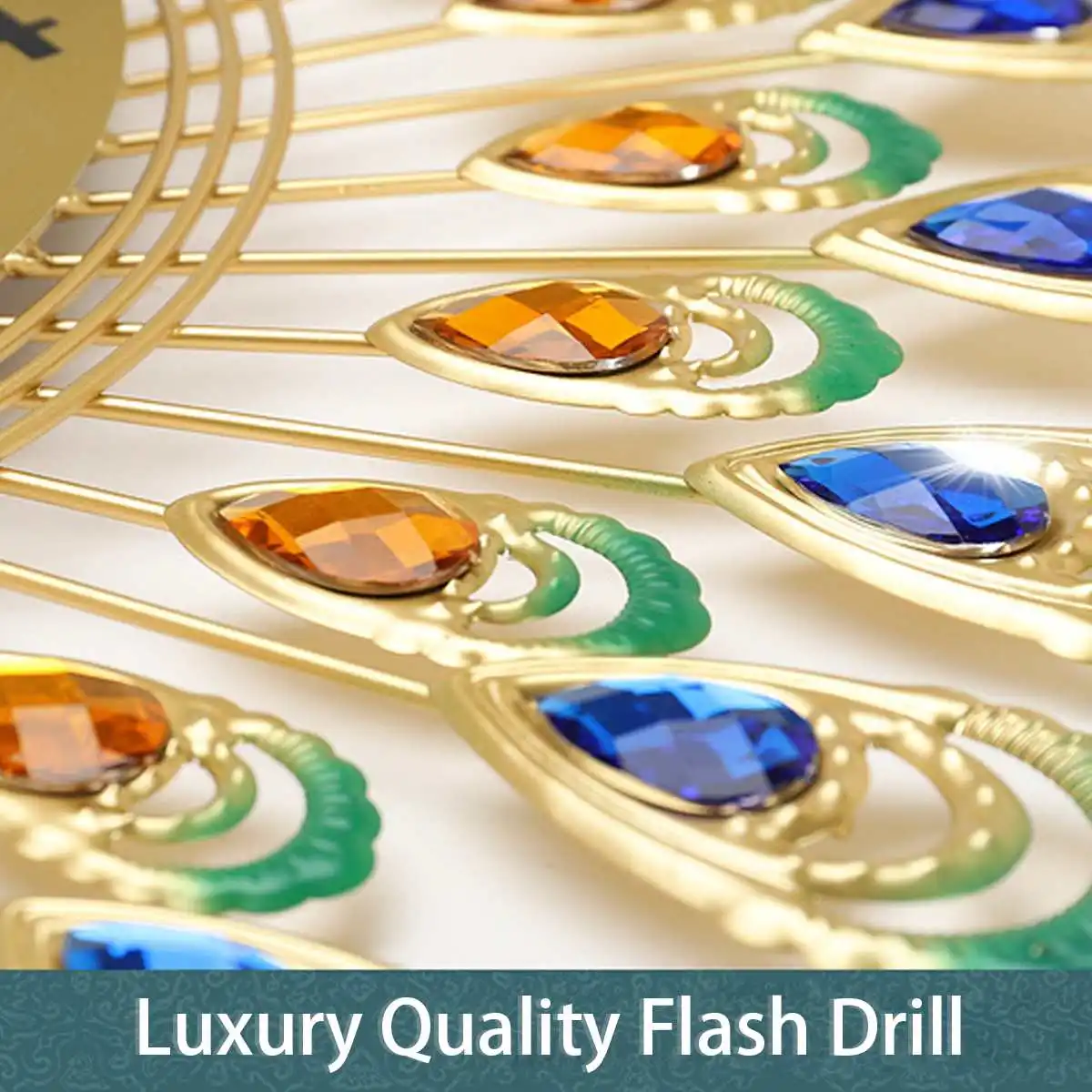 3D золотые алмазные Кварцевые Настенные часы с павлином европейские бесшумные