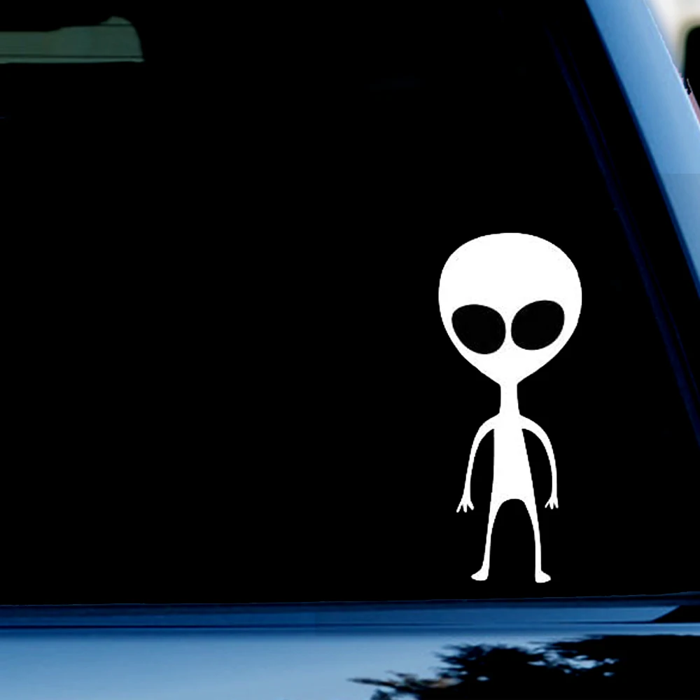 

1.75x4.5inch Small Alien Funny Vinyl Decal Sticker for Car, Truck, Window, Bumper White