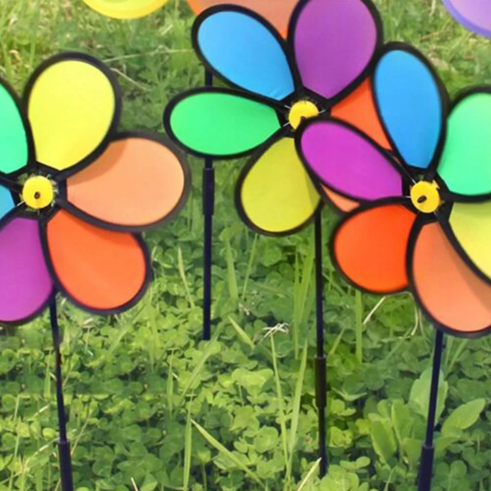 

Colorful Flower Pinwheel For Home Garden Yard Patio Outdoor Decoration Kids Toy Spinner Wind Automatic Rotation Windmill