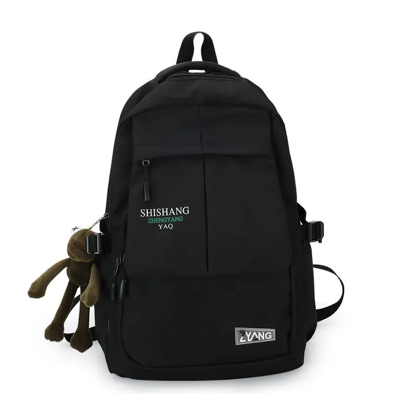 Школьный рюкзак для девочек и мальчиков, черный нейлоновый школьный рюкзак для подростков, сумка для книг в стиле Харадзюку, мужской повсед...