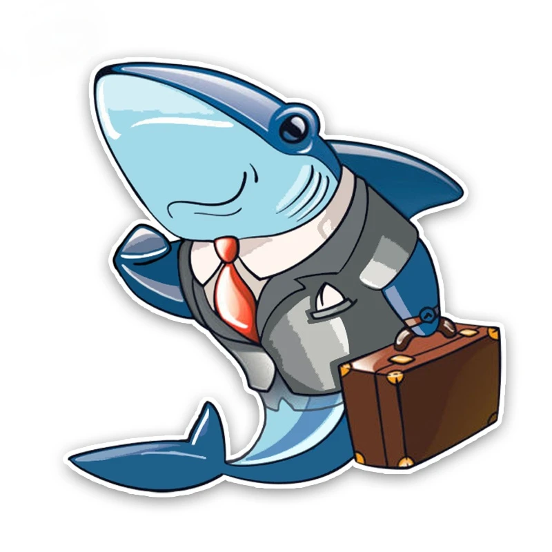 

Interesting Shark At Work Colored Car Sticker Decoration Cartoon Graphic PVC14x14cm