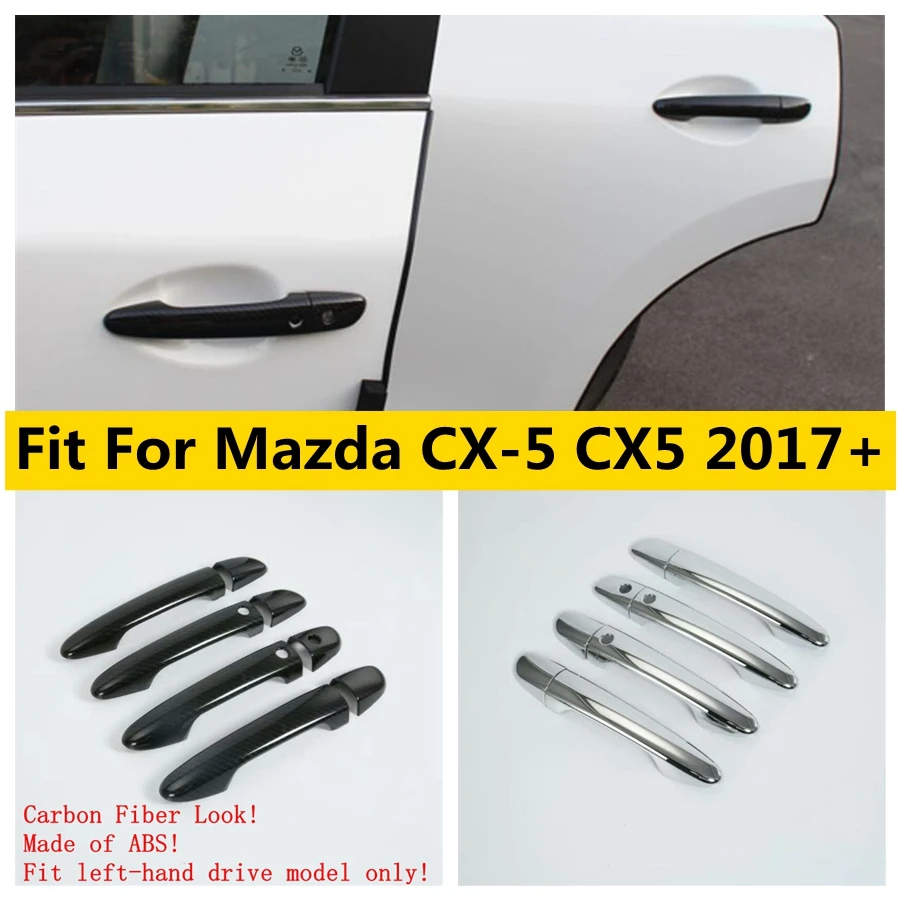 

Chrome / Carbon Fiber Look Side Door Handle Catch Pull Doorknob Cover Trim Fit For Mazda CX-5 CX5 2017 - 2023 Accessories