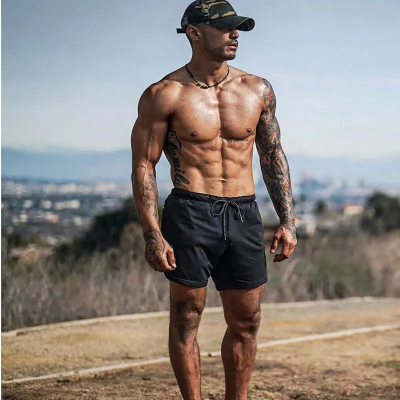 Шорты мужские спортивные быстросохнущие 2 в 1 камуфляжные