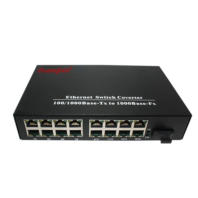 

10/100/1000M 1 волоконный порт 16 RJ45 порт волоконный переключатель 10/100/1000 Мбит/с медиа конвертер