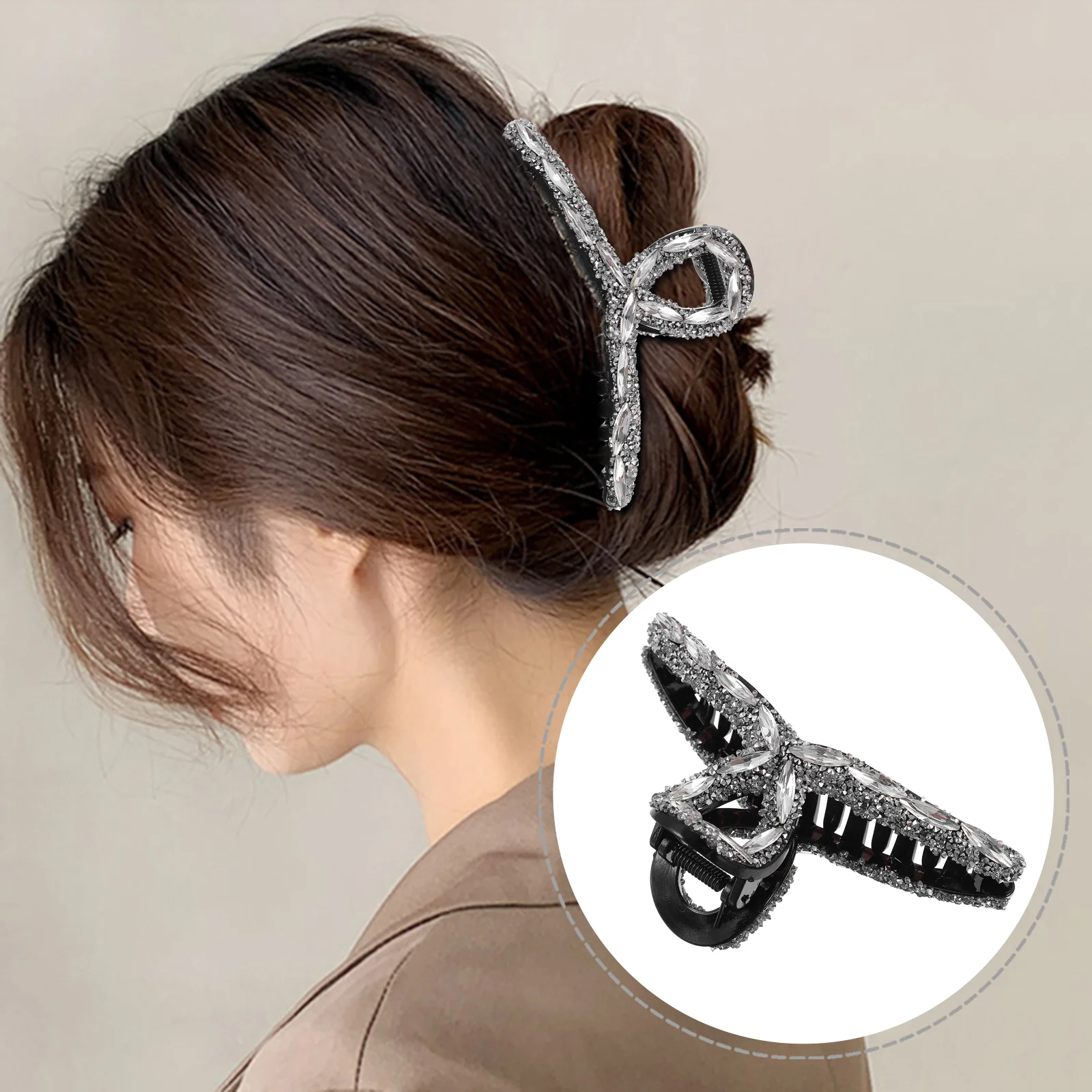

Temperament Hairpin Miss Barrettes Thick Rhinestone Claw Clips Rhinestones Styling