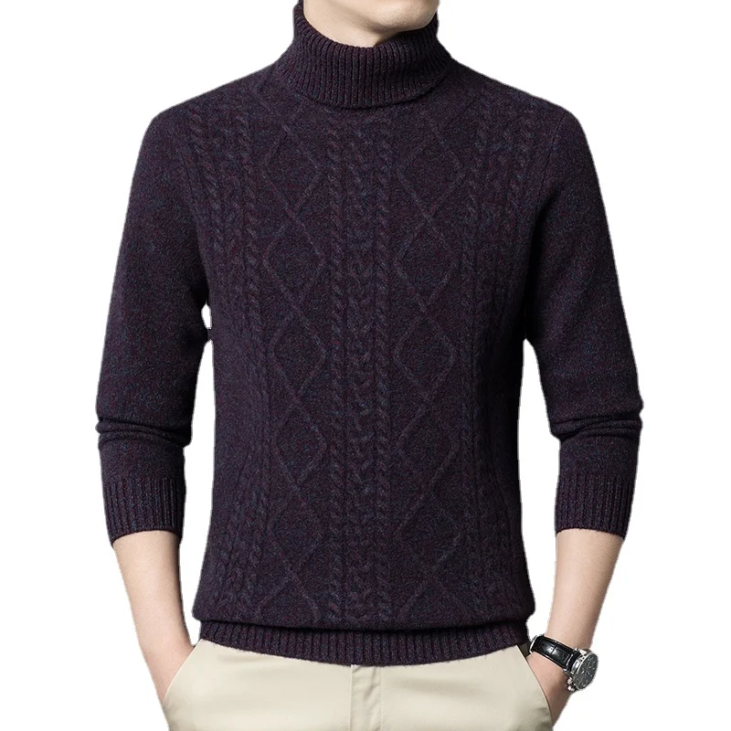 

new arrival 100% Pure Cashmere Men's Winter Thickened Turnover Collar Undercoat Men's Pullover Sweater size XS S M L XL 2XL 3XL