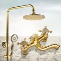 antique brass carving rainfall shower sets faucet mixer tap tub faucet brass bath shower faucet set bathtub faucet