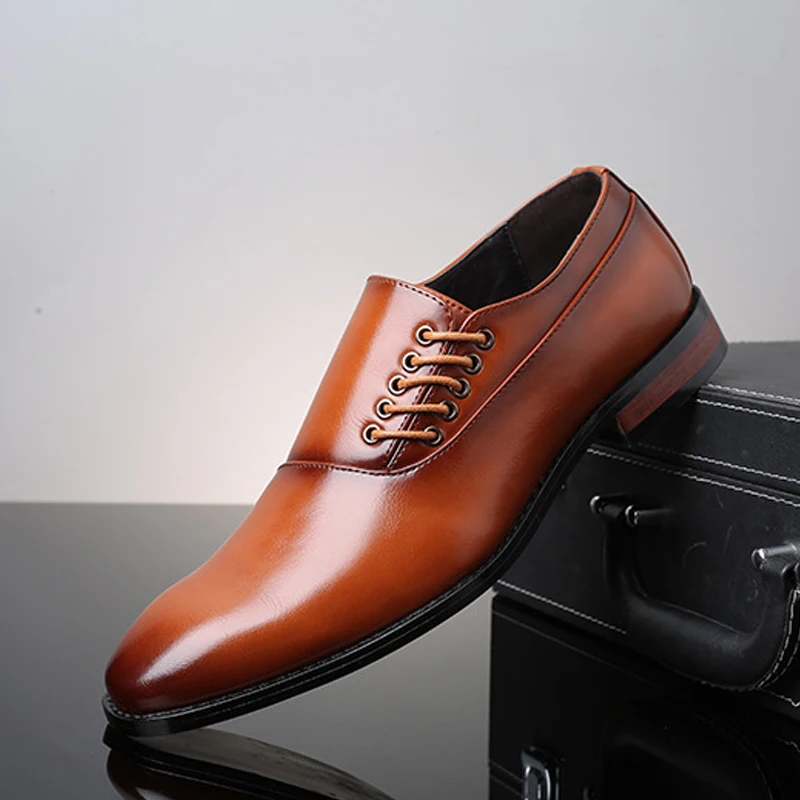 

New Men Dress Leather Shoes For Man Luxury British Brown National Pattern Oxfords Classic Gentleman Wedding Prom Shoes Big Size