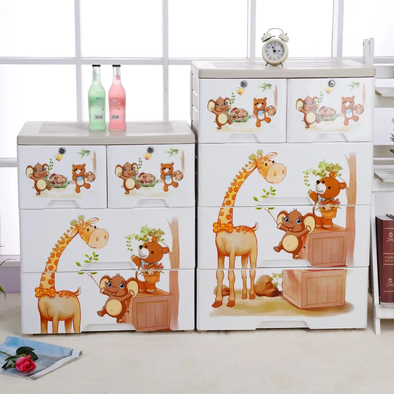 

Cartoon Storage Cabinet Drawer Plastic Baby Wardrobe Baby Clothes Cabinet Toy Locker Children's Wardrobe