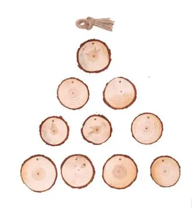 

10Pcs/Set DIY Craft Christmas Xmas Wood Chip Hanging Pendant Ornament Home Decor